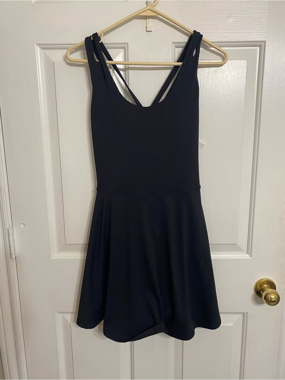 Fabletics Black Double-Strap Fit & Flare Mini Dress